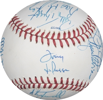 1990 American League All-Stars Team Signed OML Vincent All-Star Baseball With 25 Signatures Including Eckersley, Puckett, Trammell & Boggs (Beckett)